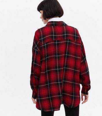 Red Check Oversized Shirt | New Look