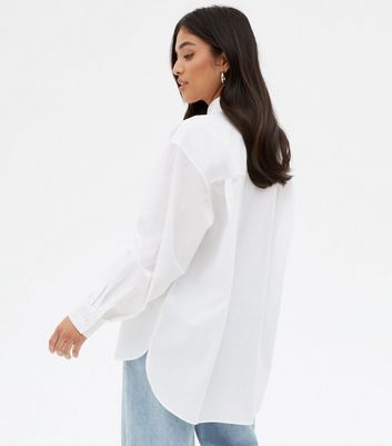 Petite White Poplin Long Sleeve Shirt New Look