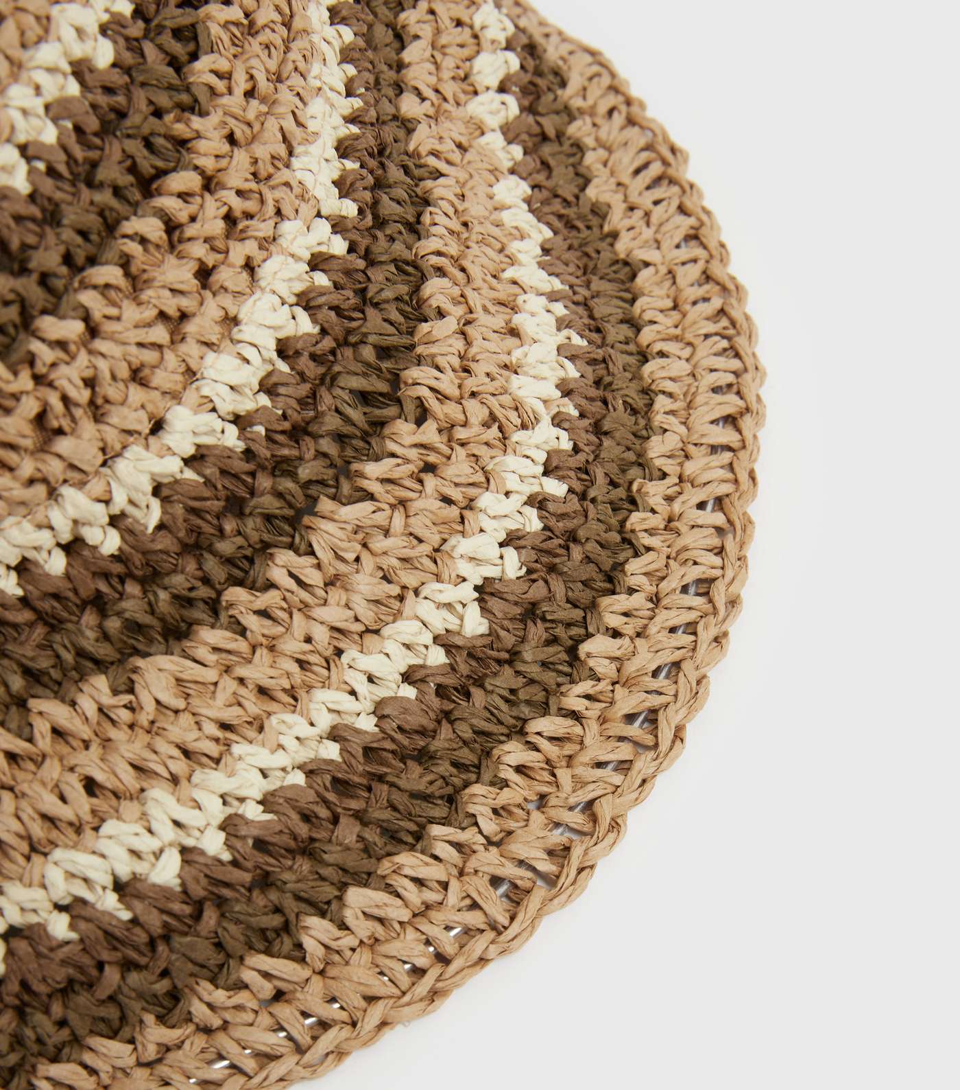 Brown Stripe Straw Effect Bucket Hat Image 3