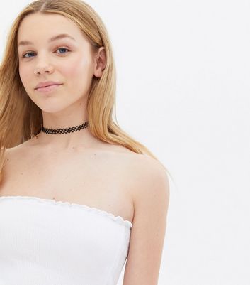 Teenager Bekleidung für Mädchen Girls 3 Pack Blue Stripe White and Black Bandeau Tops