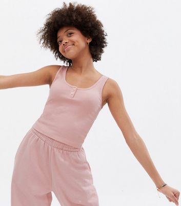 New Look Girls' Pale Pink Ribbed Button Front Vest - 10-11 Years