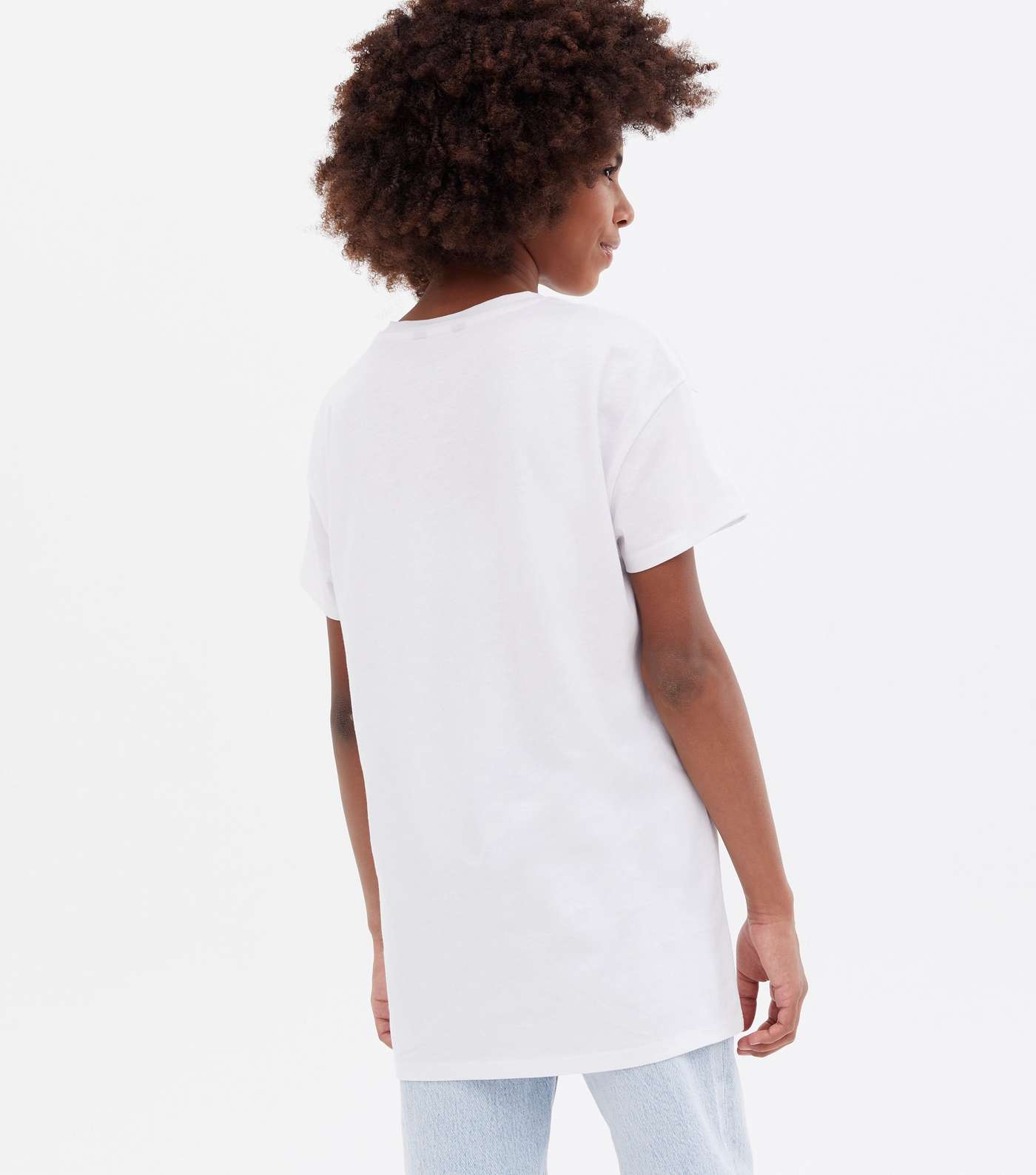 Girls White Oversized Long T-Shirt Image 4