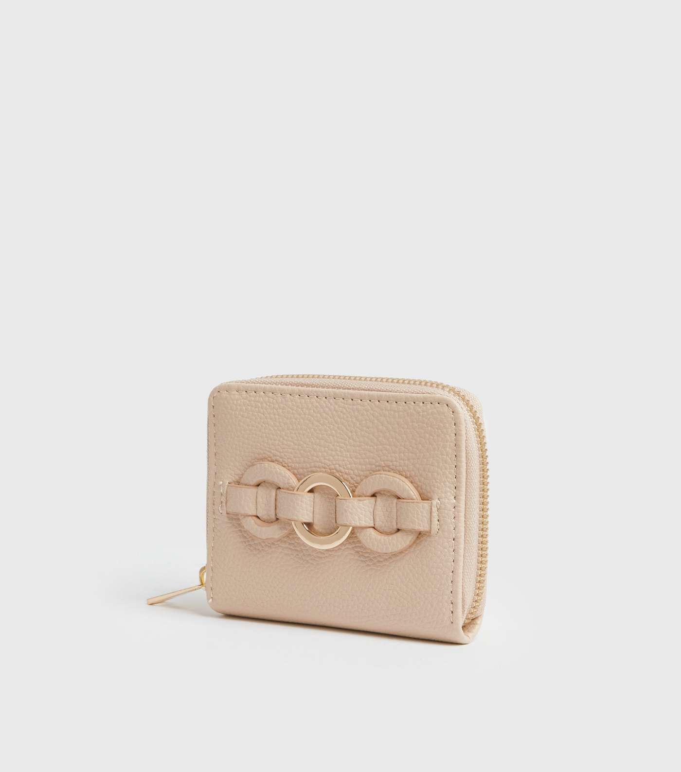 Pale Pink Leather-Look Chain Card Holder