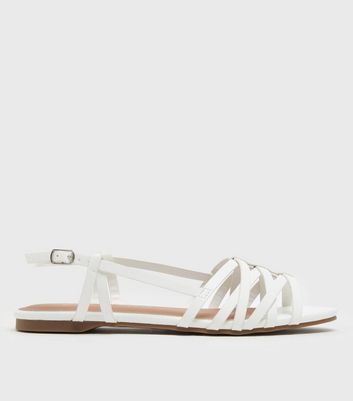 White flat hot sale slingback sandals