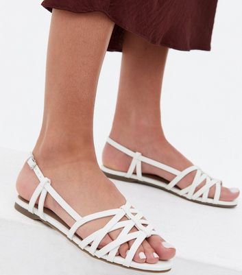 shop for White Plaited Caged Slingback Sandals New Look Vegan at Shopo