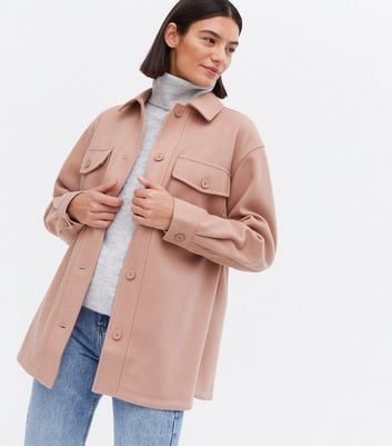 Click to view product details and reviews for Mid Pink Double Pocket Front Shacket New Look.