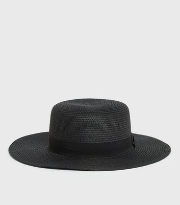 black straw boater hat