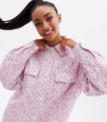 Cutesy Pink Floral Oversized Jacket New Look