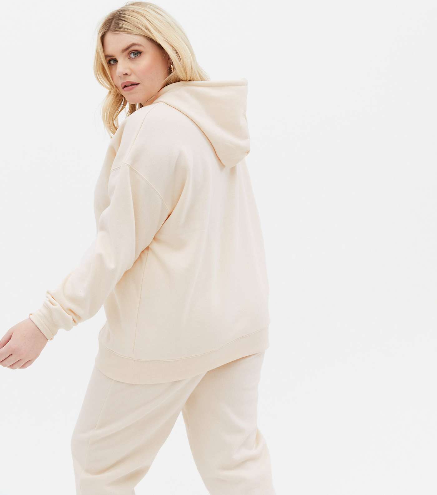 Curves Cream Pocket Front Oversized Hoodie Image 4