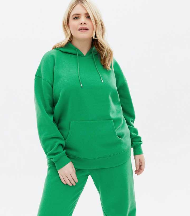 Curves Green Pocket Front Oversized Hoodie | New Look