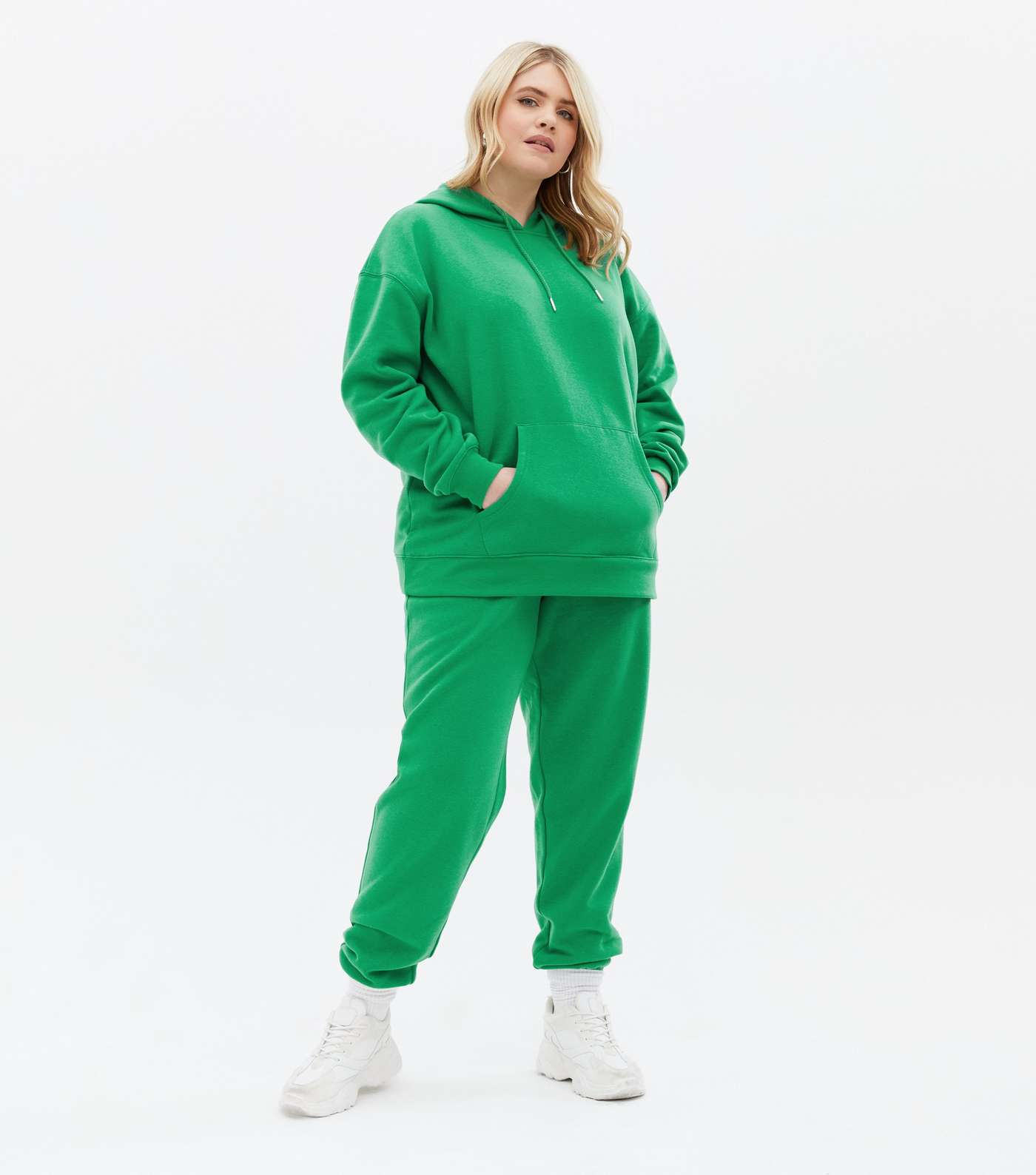 Curves Green Pocket Front Oversized Hoodie Image 2