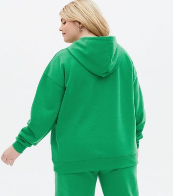 Curves Green Pocket Front Oversized Hoodie New Look