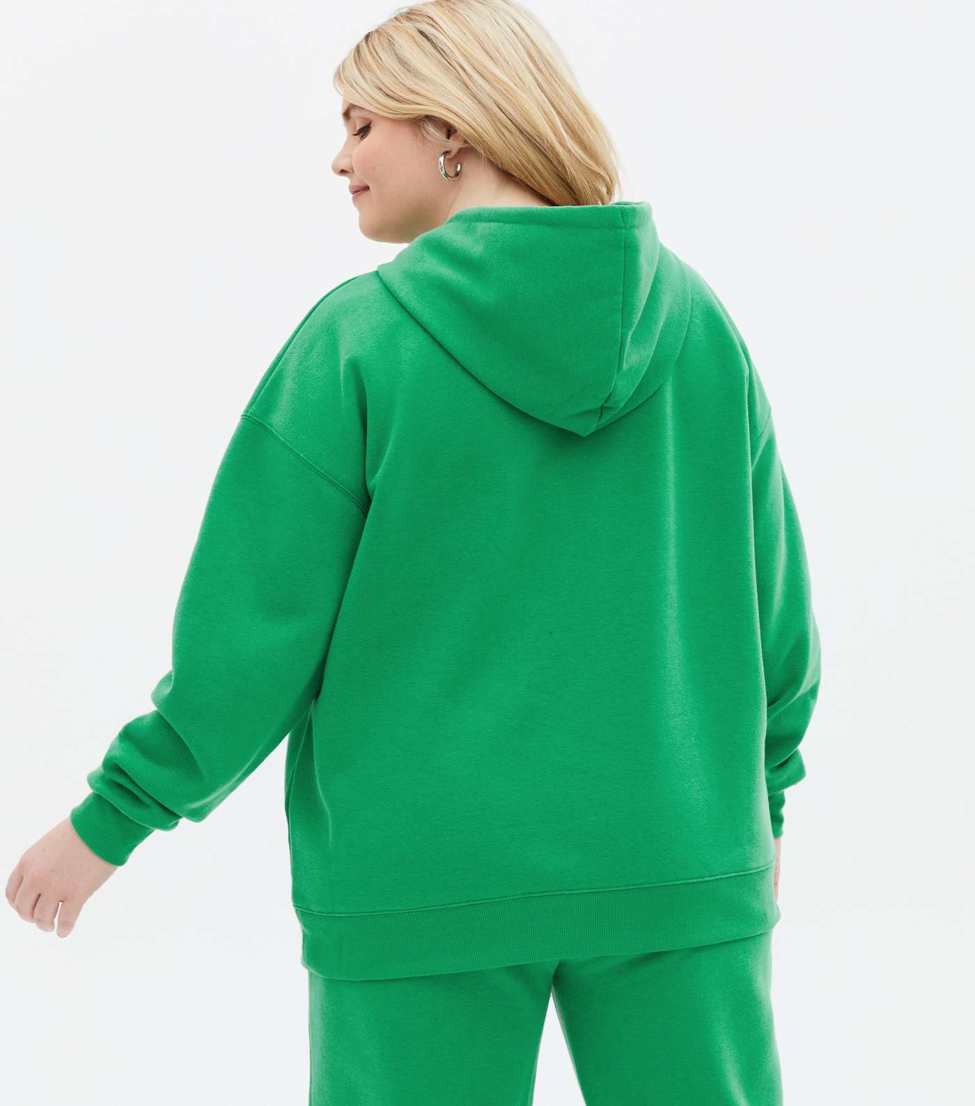 Curves Green Pocket Front Oversized Hoodie Image 4