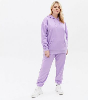 Curves Light Purple Pocket Front Oversized Hoodie New Look