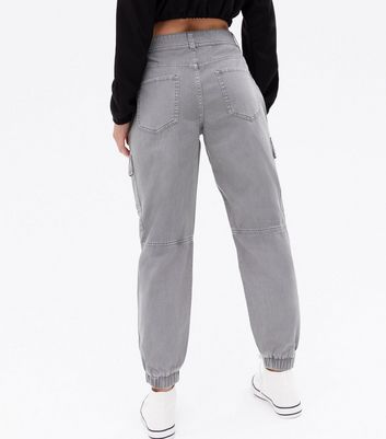 Petite Pale Grey Cargo Pocket Joggers