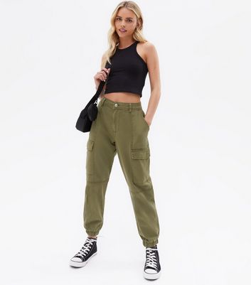 Petite Khaki Cargo Utility Trousers New Look