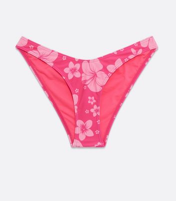 Click to view product details and reviews for Pink Tropical Floral V Front Bikini Bottoms New Look.