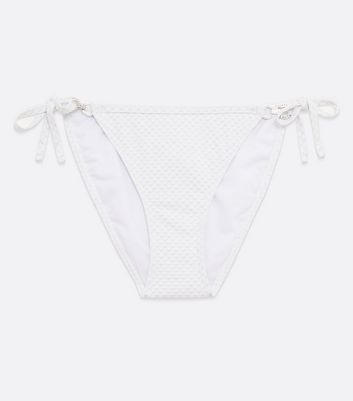 White Glitter Tie Side Bikini Bottoms New Look