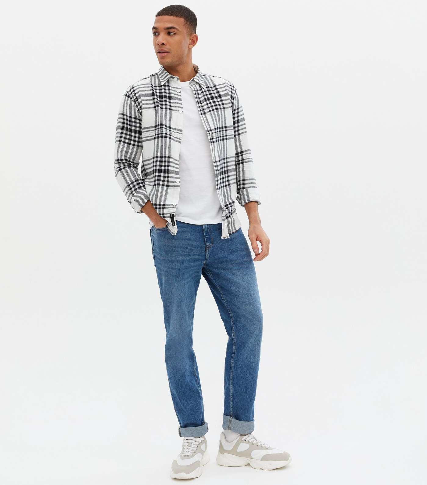 Only & Sons White Check Long Sleeve Shirt Image 2