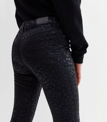 Black animal print store jeans