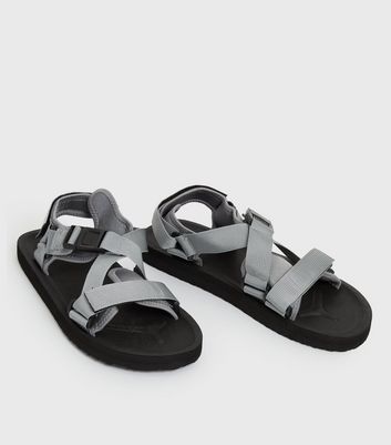 shop for Men's Pale Grey Webbed Strap Technical Sandals New Look at Shopo