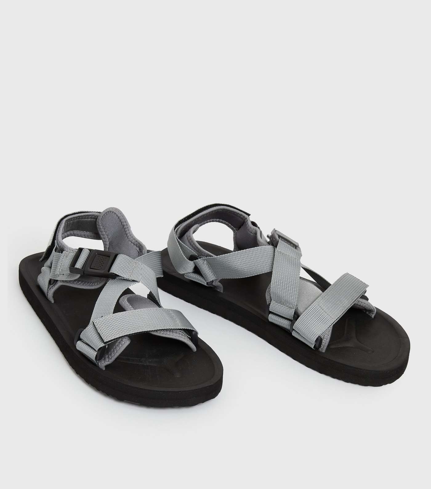 Pale Grey Webbed Strap Technical Sandals Image 3