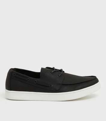 Black Suedette Boat Shoes
