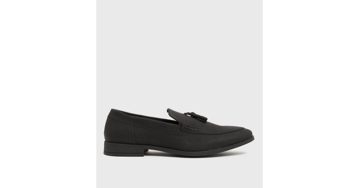 Black Suedette Tassel Loafers New Look