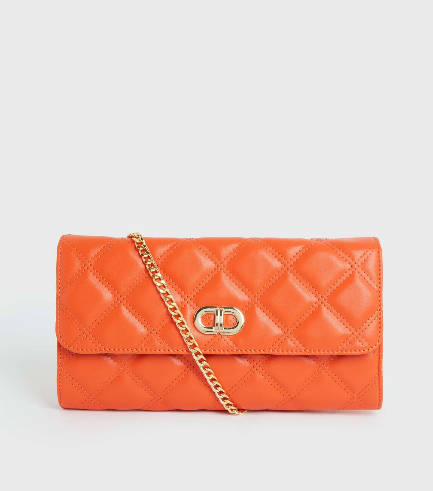 Bright Orange Quilted Chain Cross Body Bag