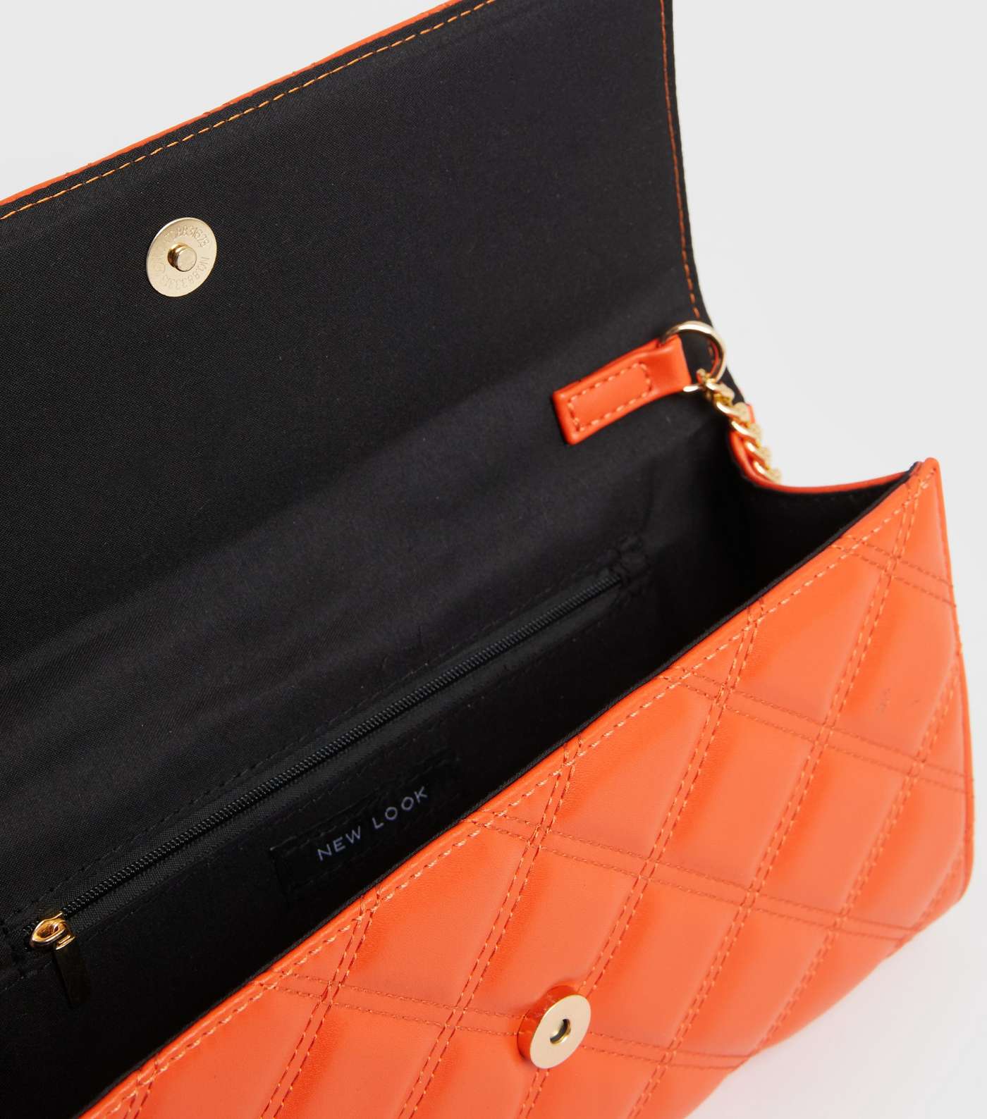 Bright Orange Quilted Chain Cross Body Bag Image 5
