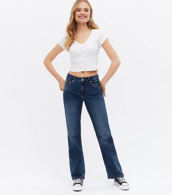 ONLY Blue Mid Rise Straight Leg Jeans 