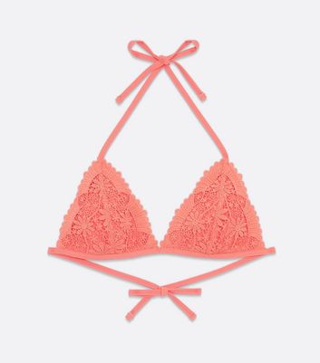 Click to view product details and reviews for Coral Broderie Moulded Triangle Bikini Top New Look.