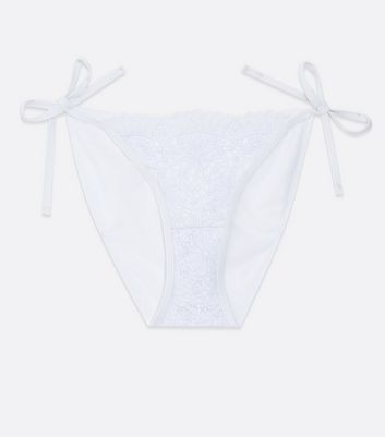 Click to view product details and reviews for White Broderie Tie Side Bikini Bottoms New Look.