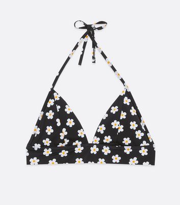 Click to view product details and reviews for Black Daisy Long Triangle Bikini Top New Look.