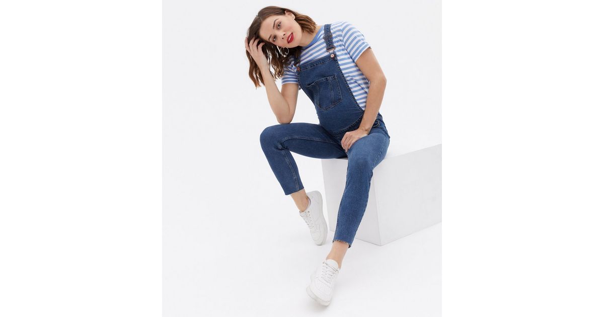 Maternity Blue Denim Dungarees New Look