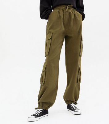 Tall Khaki High Waist Cargo Joggers 