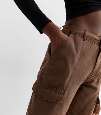 Tall Brown High Waist Cargo Trousers 