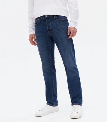 Men's Jack & Jones Blue Mid Wash Straight Fit Jeans New Look
