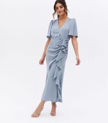 new look blue satin dress