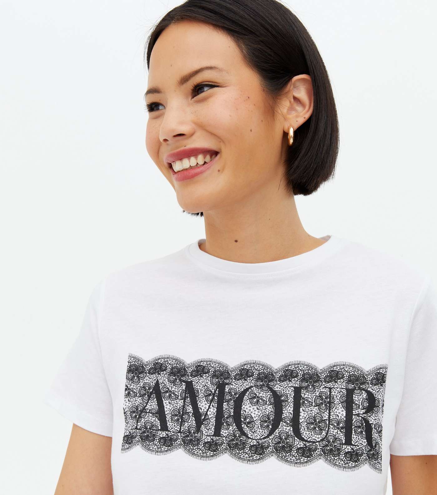 White Amour Lace Logo T-Shirt Image 3