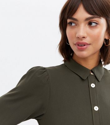 khaki shirt dress outfit