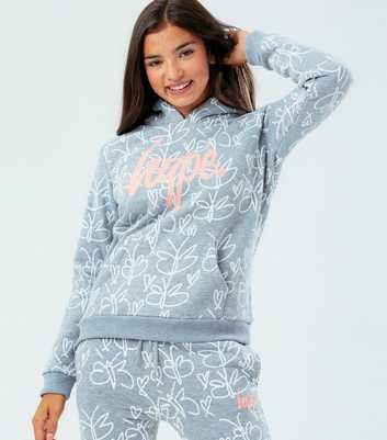 HYPE KIDS Pale Grey Butterfly Sketch Logo Hoodie