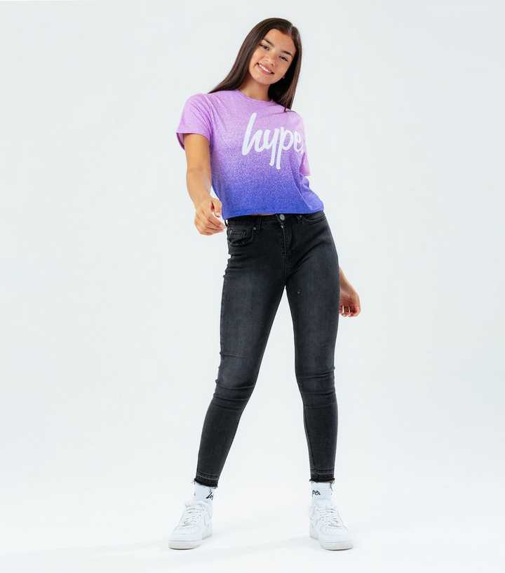 HYPE KIDS Lilac Ombré Speckle Crop T-Shirt