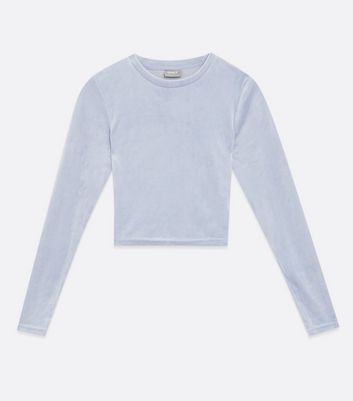 Only Pale Blue Long Sleeve Crop Top New Look