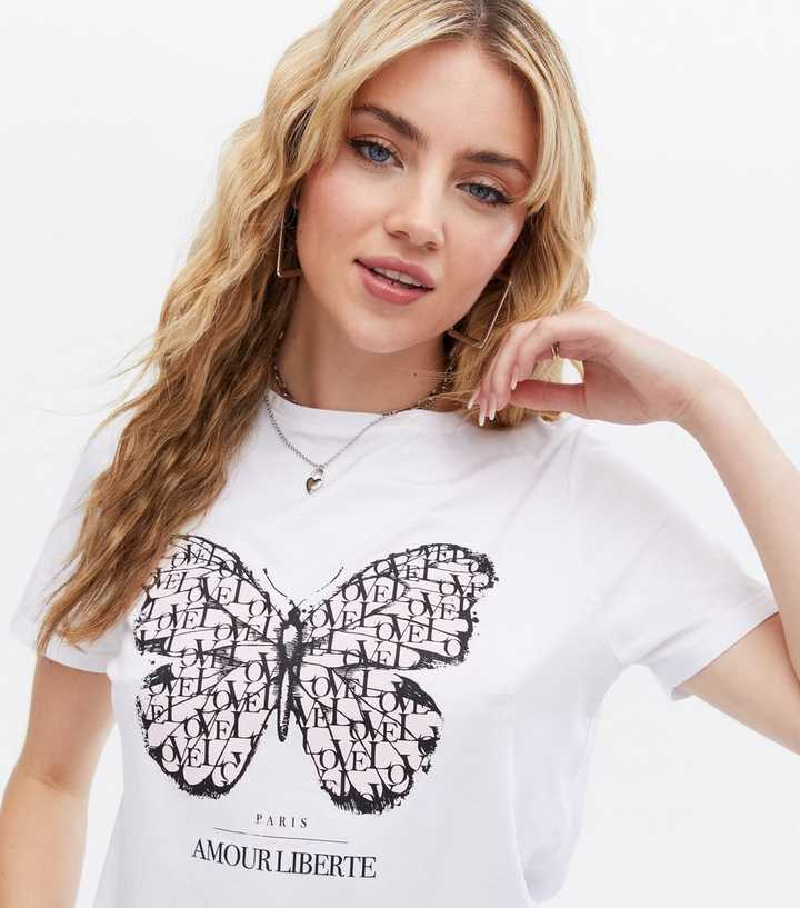 white shirt with butterfly
