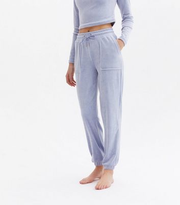 ONLY Pale Blue Velvet Cuffed Joggers 
