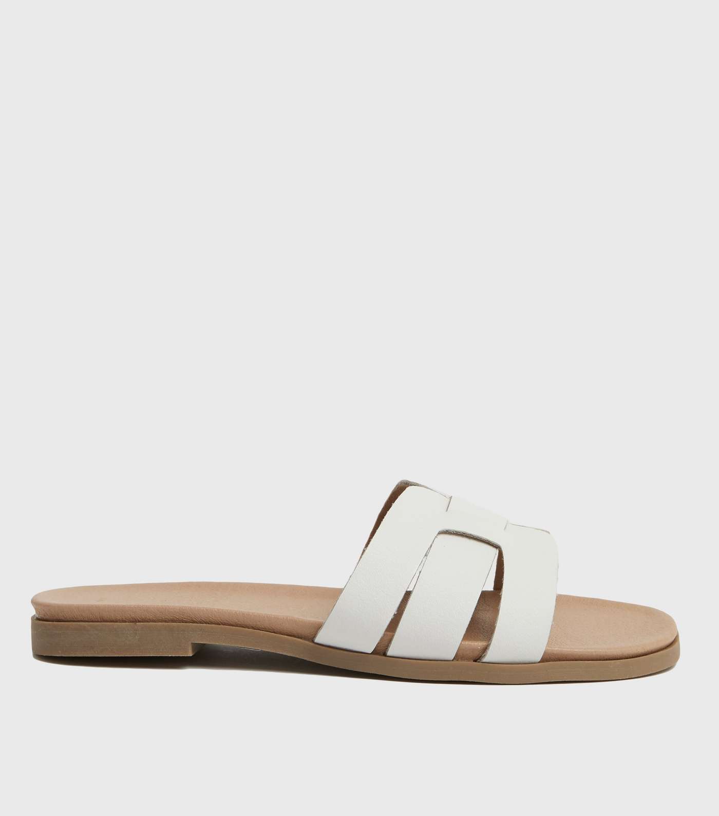 Wide Fit White Cut Out Strap Footbed Sliders