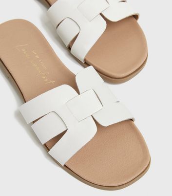 Ladies discount white sliders