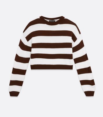 brown black long sleeve crop jumper