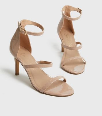 shop for Camel Patent Strappy Stiletto Heel Sandals New Look Vegan at Shopo